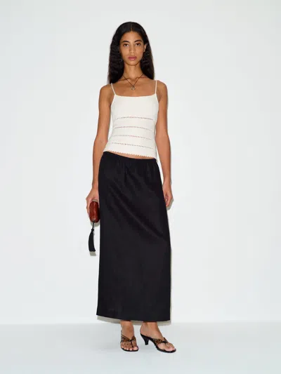 Reformation Norie Linen Skirt Black Xs