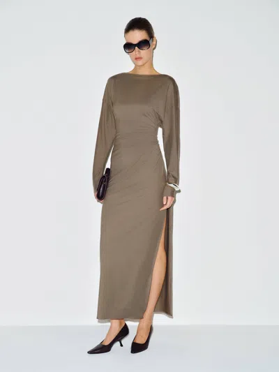 Reformation Norla Knit Dress Brown Large