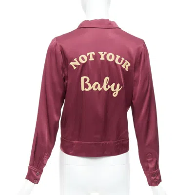 Reformation Not Your Baby Embroidery Crop Jacket In Burgundy