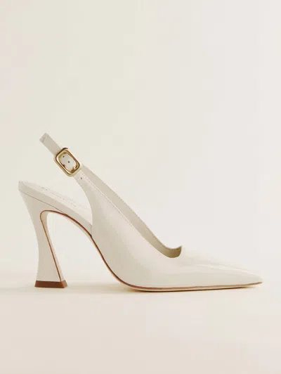 Reformation Nour Heeled Slingback In Almond Patent