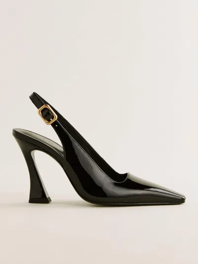 Reformation Nour Heeled Slingback In Black Patent