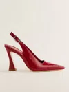 Reformation Nour Heeled Slingback In Scarlet Patent