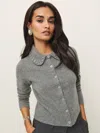 Reformation Nyla Regenerative Wool Cardigan In Mid Grey Rhinestone