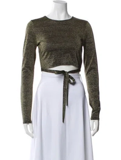 Pre-owned Reformation Nylon Crew Neck Crop Top In Gold