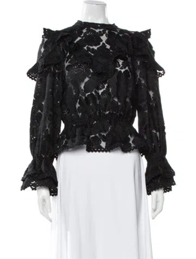 Pre-owned Reformation Nylon Lace Pattern Blouse W/ Tags In Black