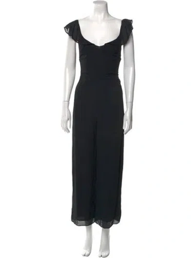 Pre-owned Reformation Nylon Scoop Neck Jumpsuit In Black