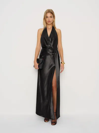 Reformation Oceane Satin Dress In Black