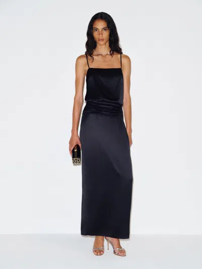 Reformation Ofelia Silk Dress Black 0