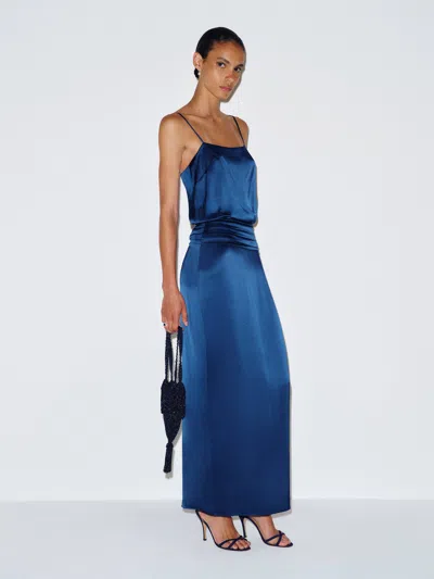 Reformation Ofelia Silk Dress Blue 0