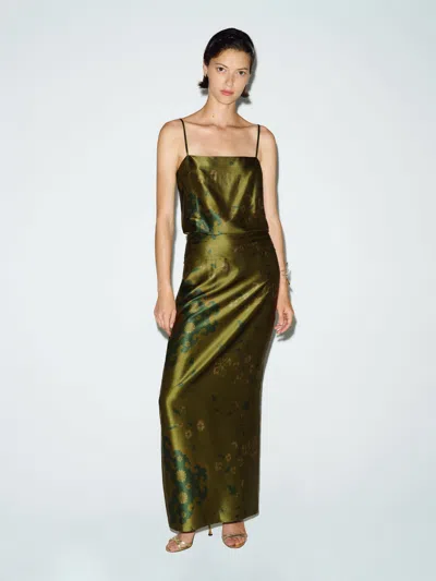 Reformation Ofelia Silk Dress Green 0
