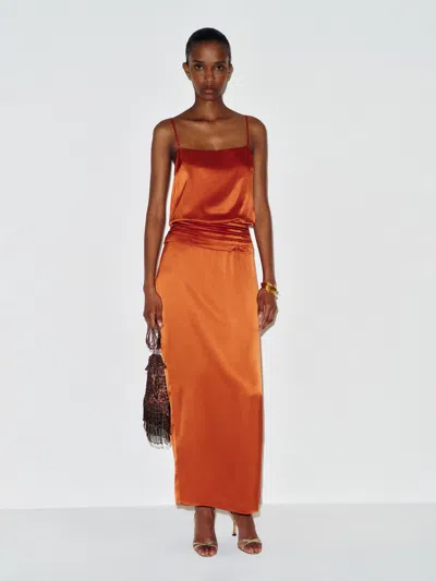 Reformation Ofelia Silk Dress Orange 0