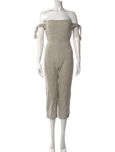 Pre-owned Reformation Off-the-shoulder Jumpsuit In Neutral