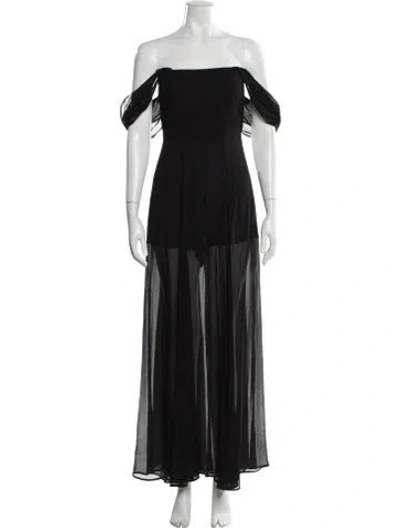 Pre-owned Reformation Off-the-shoulder Long Dress In Black