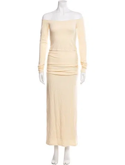 Pre-owned Reformation Off-the-shoulder Long Dress W/ Tags In Neutral