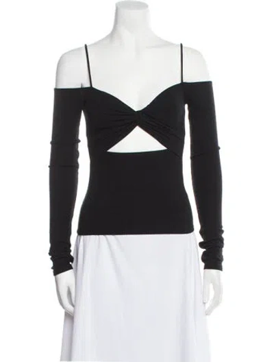 Pre-owned Reformation Off-the-shoulder Long Sleeve Bodysuit In Black