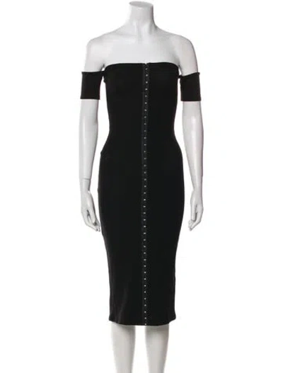 Pre-owned Reformation Off-the-shoulder Midi Length Dress In Black