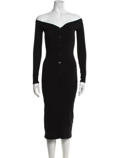 Pre-owned Reformation Off-the-shoulder Midi Length Dress In Black