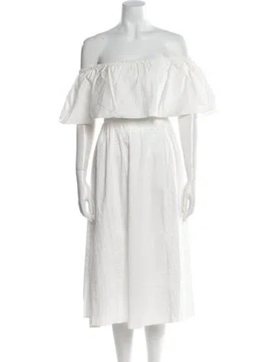 Pre-owned Reformation Off-the-shoulder Midi Length Dress In White