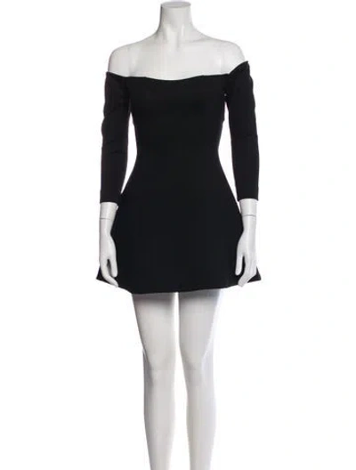 Pre-owned Reformation Off-the-shoulder Mini Dress In Black