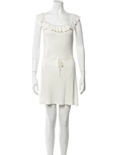 Pre-owned Reformation Off-the-shoulder Mini Dress In Neutrals
