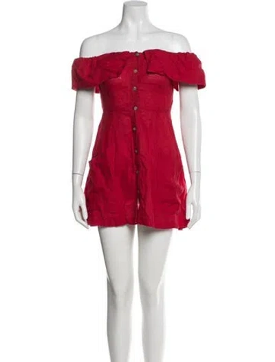 Pre-owned Reformation Off-the-shoulder Mini Dress In Red