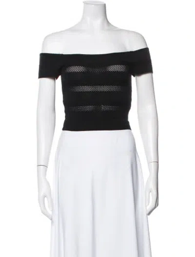 Pre-owned Reformation Off-the-shoulder Short Sleeve Crop Top In Black