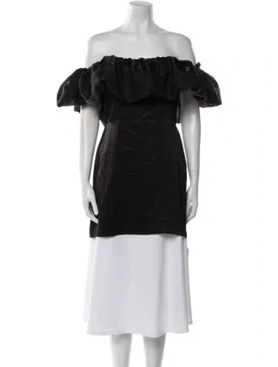Pre-owned Reformation Off-the-shoulder Short Sleeve Tunic In Black