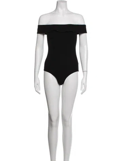 Pre-owned Reformation Off-the-shoulder Sleeveless Bodysuit In Black