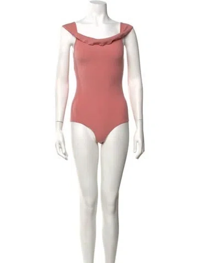 Pre-owned Reformation Off-the-shoulder Sleeveless Bodysuit In Pink