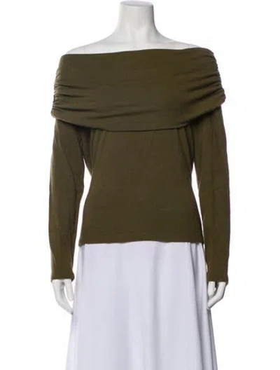 Pre-owned Reformation Off-the-shoulder Sweater In Green