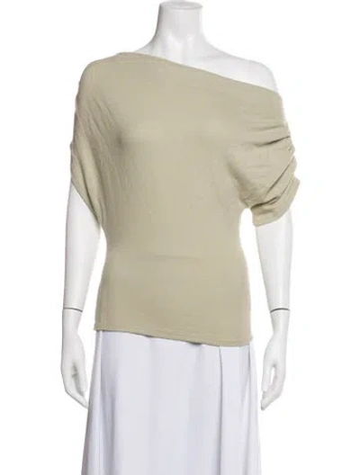 Pre-owned Reformation Off-the-shoulder Sweater In Green/neutrals
