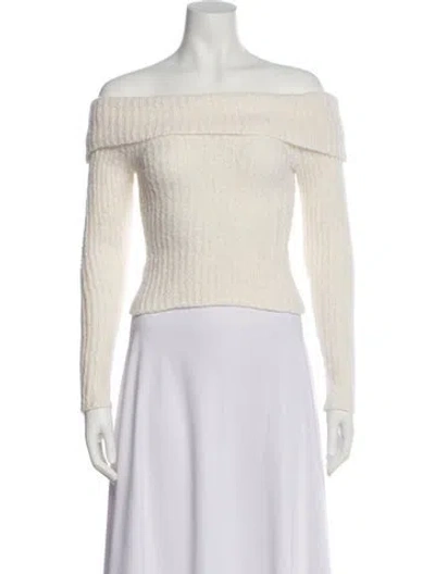 Pre-owned Reformation Off-the-shoulder Sweater In White