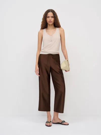 Reformation Olina Cropped Pant Brown Xs