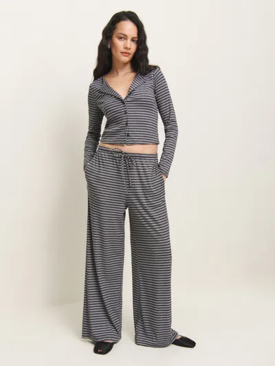 Reformation Olina Knit Pant In Grey Stripe