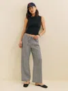 Reformation Olina Linen Cropped Pant In Remy Check