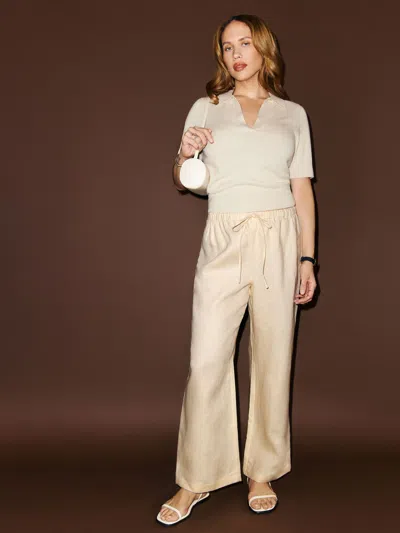 Reformation Olina Linen Cropped Pant In Sugar