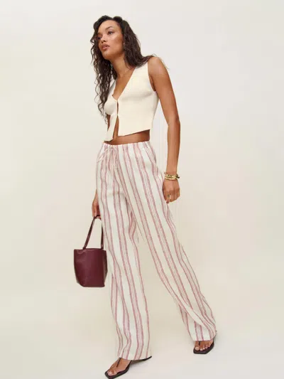 Reformation Olina Linen Pant In Avignon Stripe