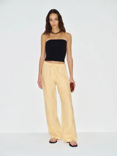 Reformation Olina Linen Pant Yellow Small In Brown