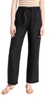 Reformation Olina Drawstring Straight Leg Linen Pants In Black