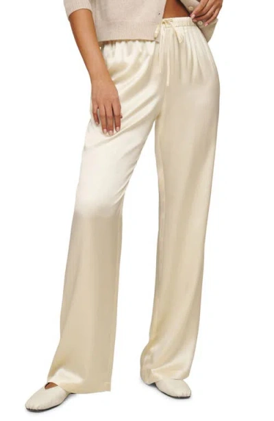 Reformation Olina Silk Drawstring Pants In Sugar