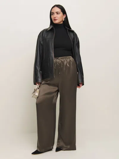 Reformation Olina Silk Pant Es In Morel