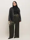 Reformation Olina Silk Pant Es In Pine Tree