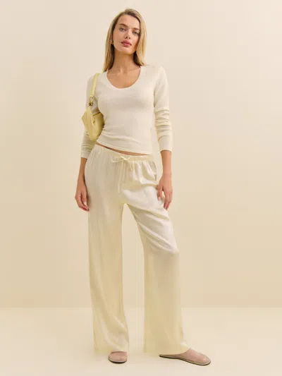 Reformation Olina Silk Pant In Sugar