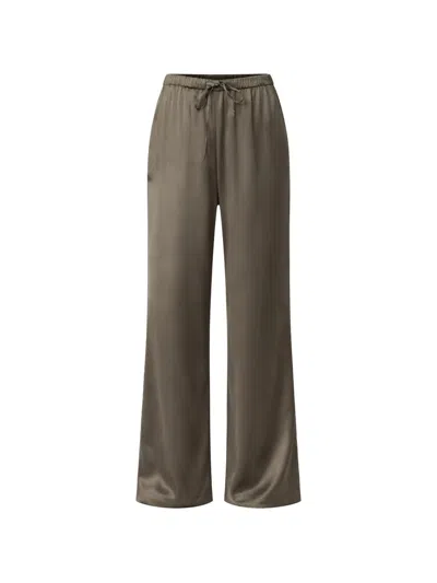 Reformation Olina Silk Trousers In Gray