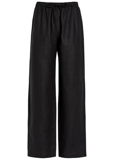 Reformation Olina Wide-leg Linen Trousers In Black