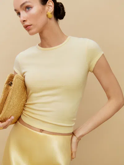 Reformation Olive Knit Top In Custard