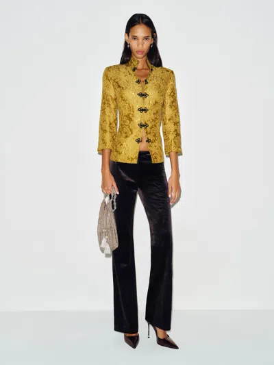 Reformation Oliver Low Rise Velvet Pant Black 0 In Multi