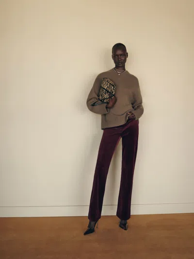 Reformation Oliver Low Rise Velvet Pant Purple 0