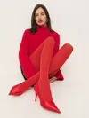 Reformation Olivia Premium Tights In Sharp Red