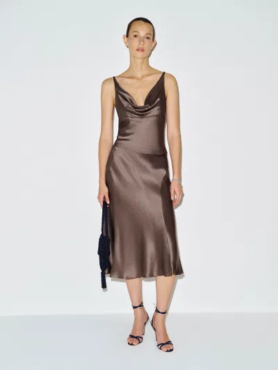 Reformation Olivine Silk Two Piece Brown Large